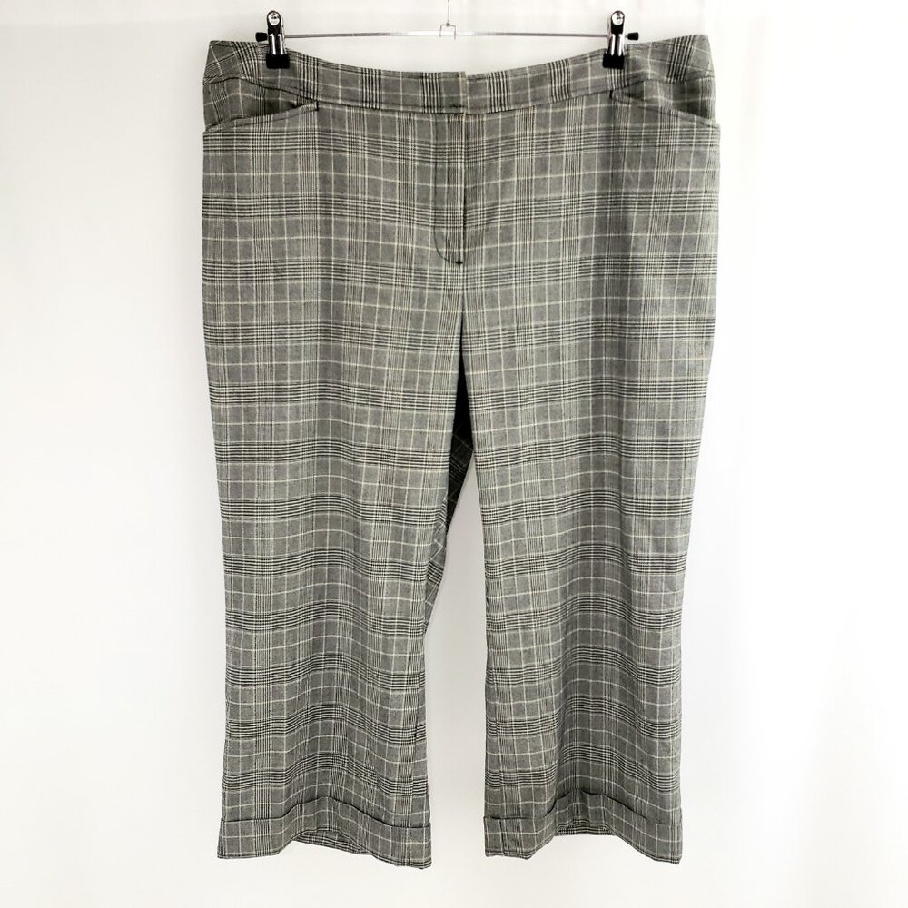 Lane Bryant Crop Pants Size 22 Plaid Multi-Color Zip-Fly Pockets 25" Inseam